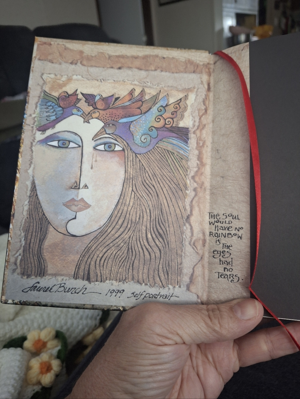 Laurel Burch Handcrafted Gold-Toned Woman Portrait Art Journal - Picture 2 of 7